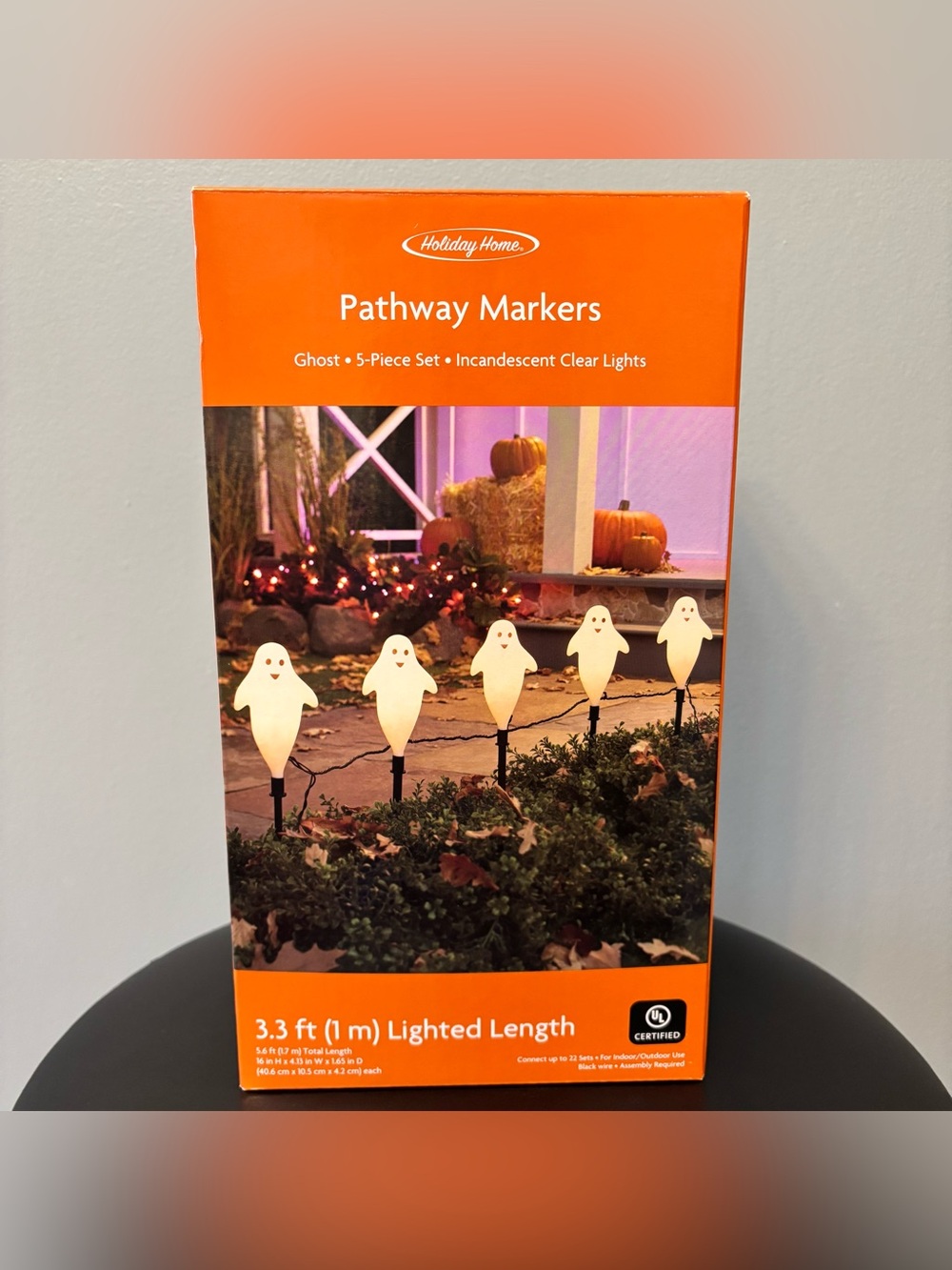 Holiday Home Pathway Markers Ghost, 5 Count Incandescent Clear Lights, 3.3 ft